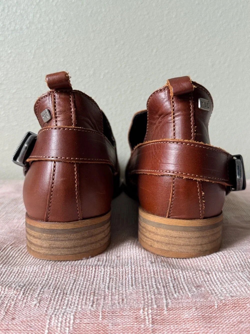 Musse & Cloud Brown Leather Buckle Ankle Booties / Shooties